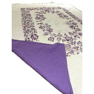 Ornate Design Hand Quilted into Machine Pieced Quilted & Cross-Stitching Florals